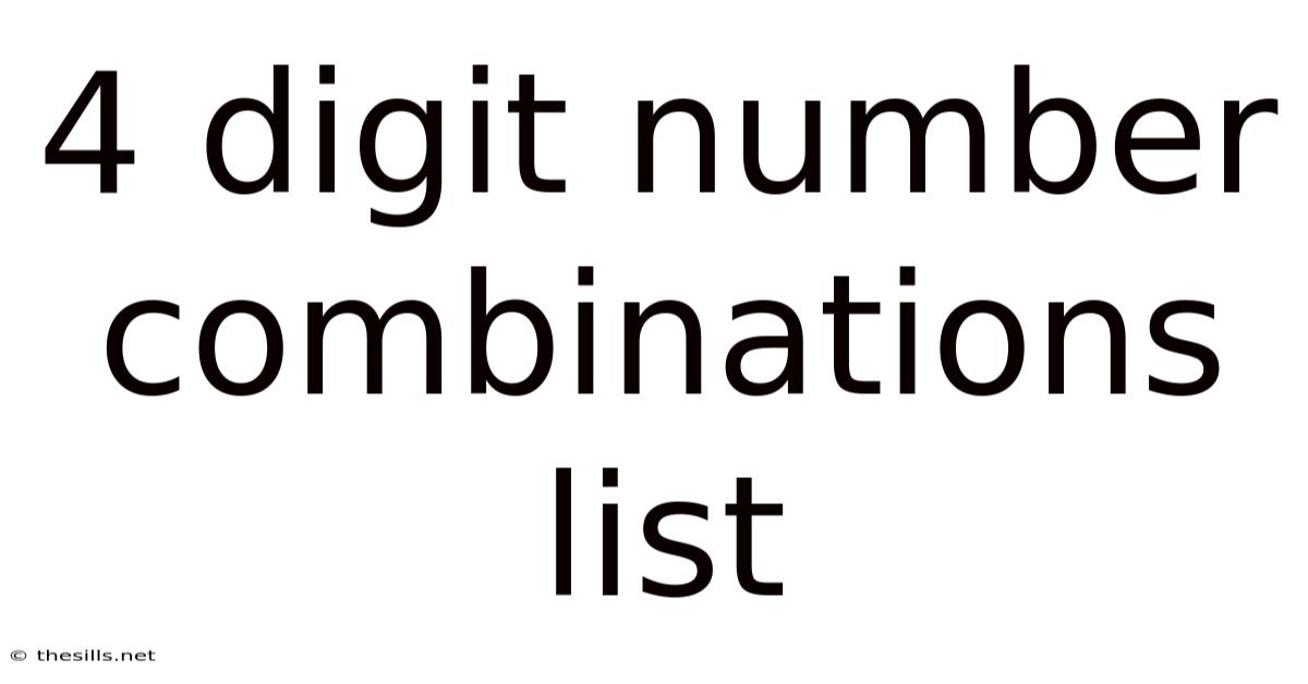 4 Digit Number Combinations List