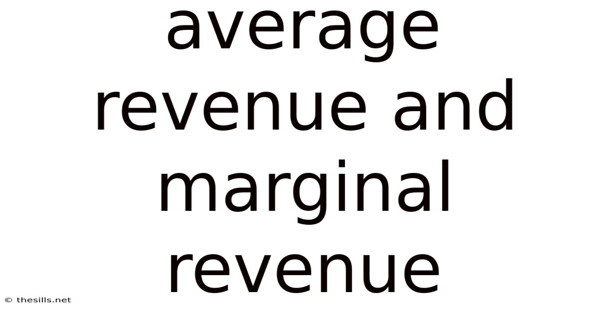 Average Revenue And Marginal Revenue