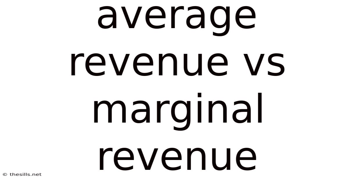 Average Revenue Vs Marginal Revenue