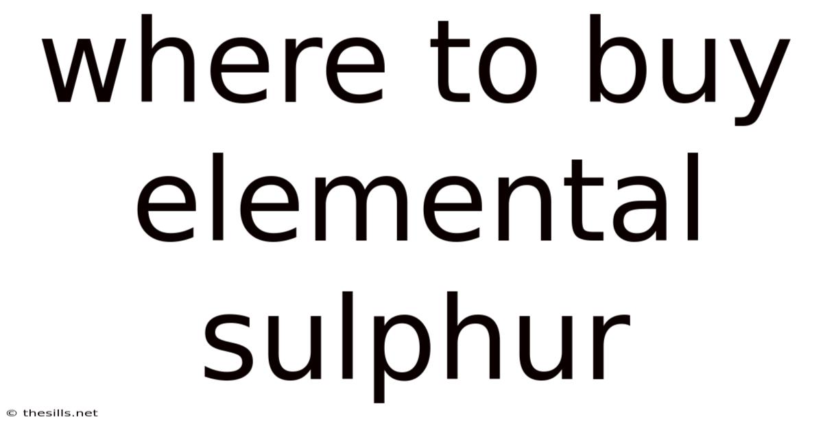 Where To Buy Elemental Sulphur